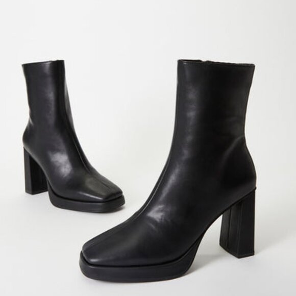 JUSTFAB BOOTIE FAUX LEATHER 3.5" BLOCK HEEL INNER ZIP 8.25"SHAFT TRUE TO SIZE - Picture 4 of 8